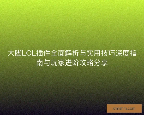 大脚LOL插件全面解析与实用技巧深度指南与玩家进阶攻略分享